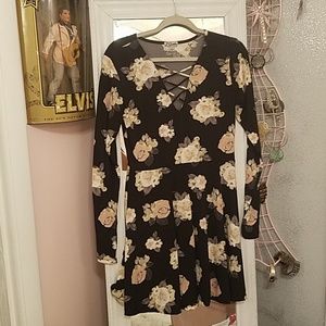 Sexy black floral dress